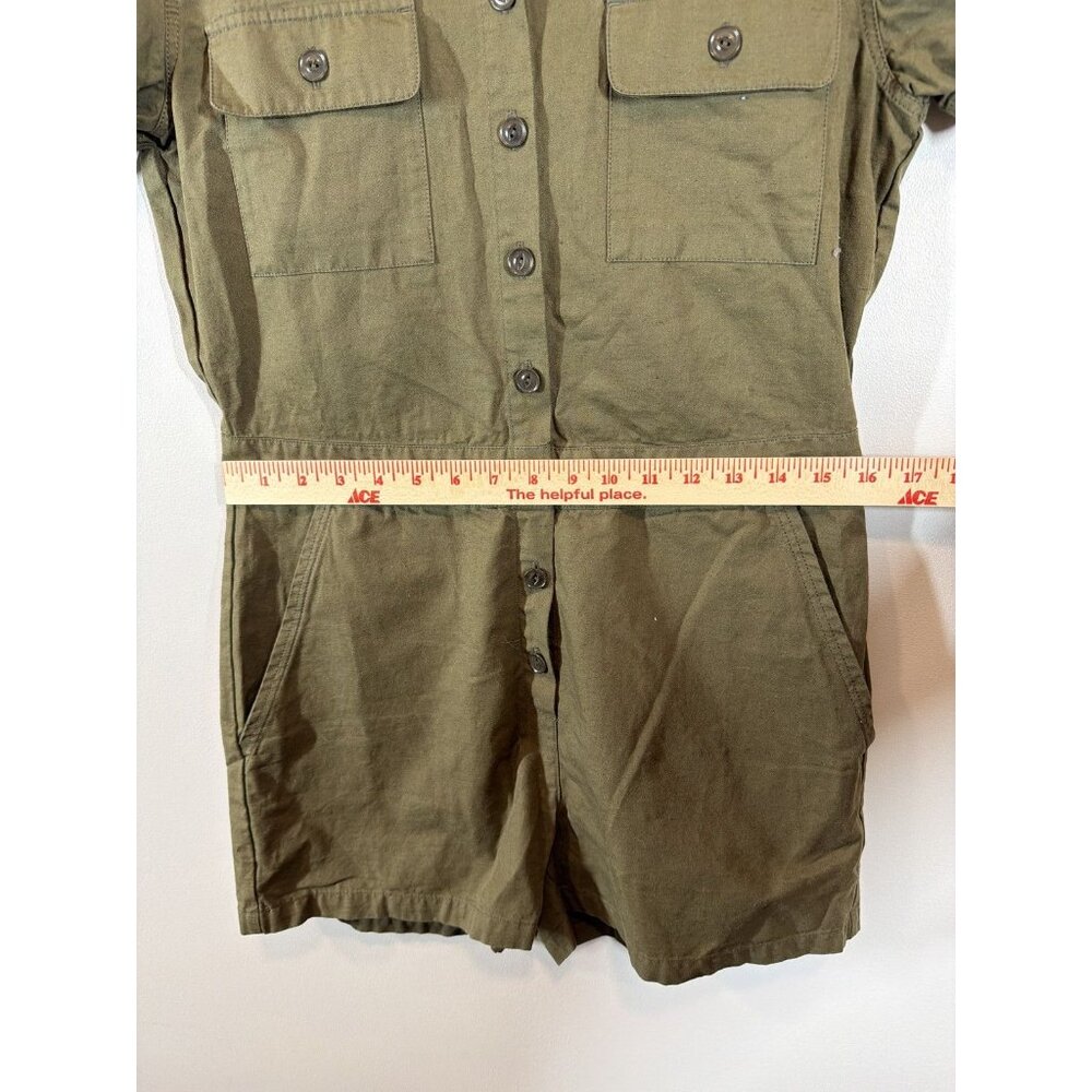 Outerknown Olive Green Romper Women's Size Small‎ Utility Style Linen Blend - Picture 8 of 10
